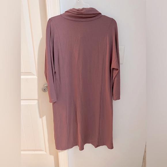 J. Jill Wearever Collection Mauve Cowlneck 3/4 Sleeve Midi Dress w/ Pockets Sz M - Picture 4 of 5